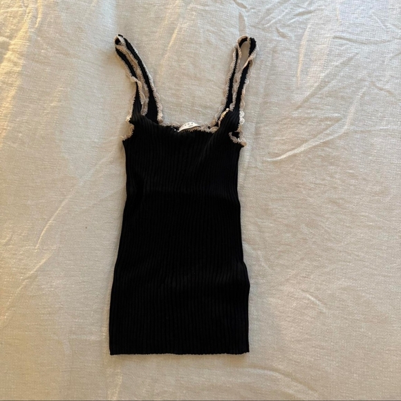Sandro Black Camisole with Lace Trim - Picture 2 of 3